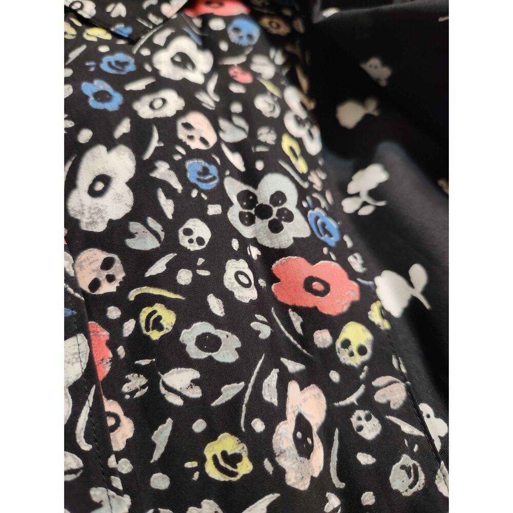 Coach 1941 whimsygoth 100% silk black floral blouse with skulls size xs - Picture 3 of 4